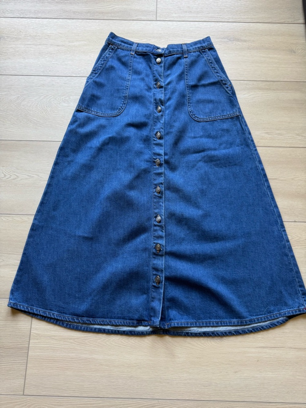 Xirena Gerri A-Line Button-Front Dark Blue Denim Skirt Size Medium